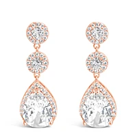 Bridal  Rose Gold Tear Drop Halo  Cubic Zirconia Earrings 155159