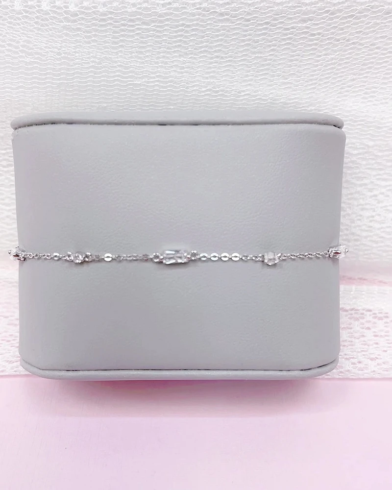 Sterling Silver Baguette Cubic Zirconia Anklet