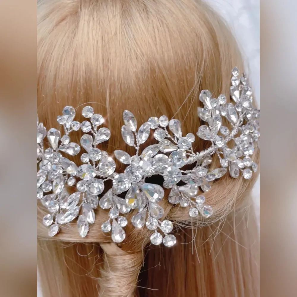 Bridal Silver Teardrop Headband 146361
