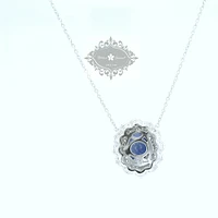 Sterling Silver Sapphire Oval Cubic Zirconia Necklace 153384