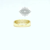Yellow Gold Plated Sterling Silver Cuban Link Cubic Zirconia  Ring 155032