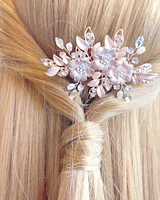 Bridal Flower Wire Rose Gold Hairclip 152410