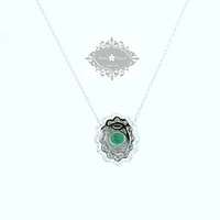 Sterling Silver Emerald Oval Cubic Zirconia Necklace 153382