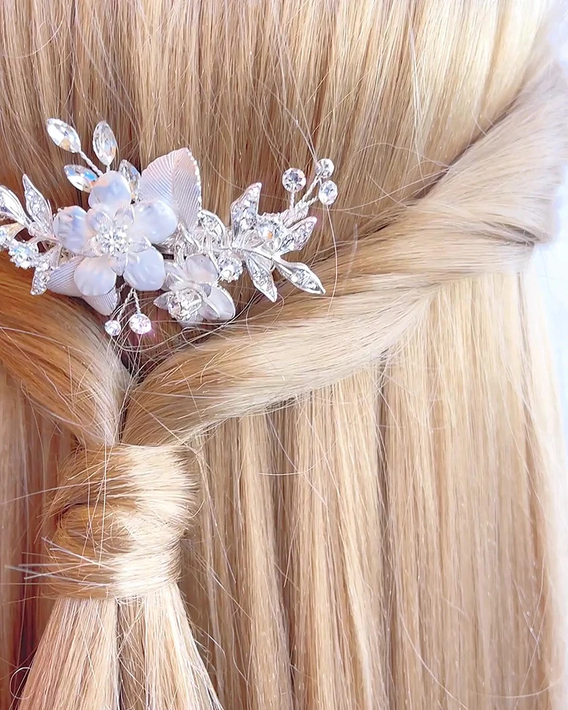 Bridal Silver Flower Hair Clip 129584