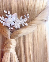 Bridal Silver Flower Hair Clip 129584