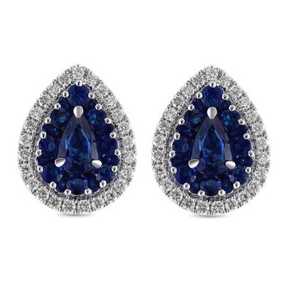 Pear Sapphire Diamond Stud Earrings