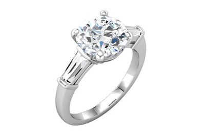 Diamond Solitaire Baguette Side Stone Ring Setting