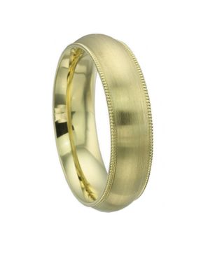 Mens contemporary green gold domed band