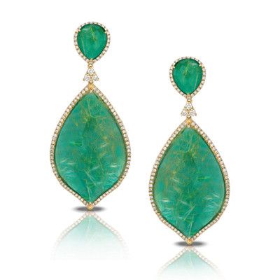 Green Agate Diamond Earrings