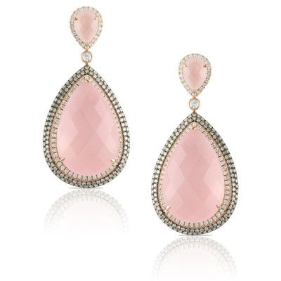 Rose Quartz Diamond Earrings