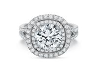 Diamond double cushion halo engagement ring