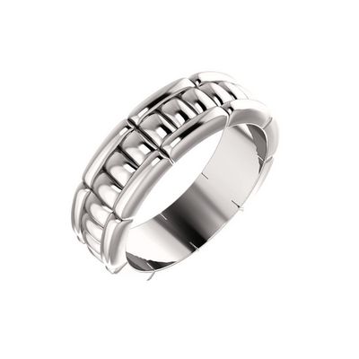 7mm white gold link wedding band