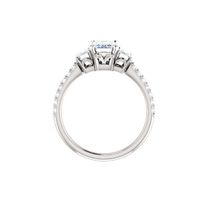 Three stone emerald diamond engagement ring setting