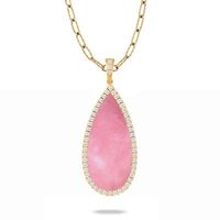 Pink opal diamond pendant 