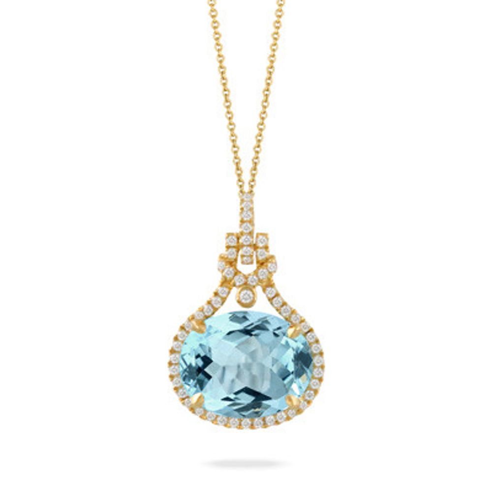Blue Topaz Diamond Pendant