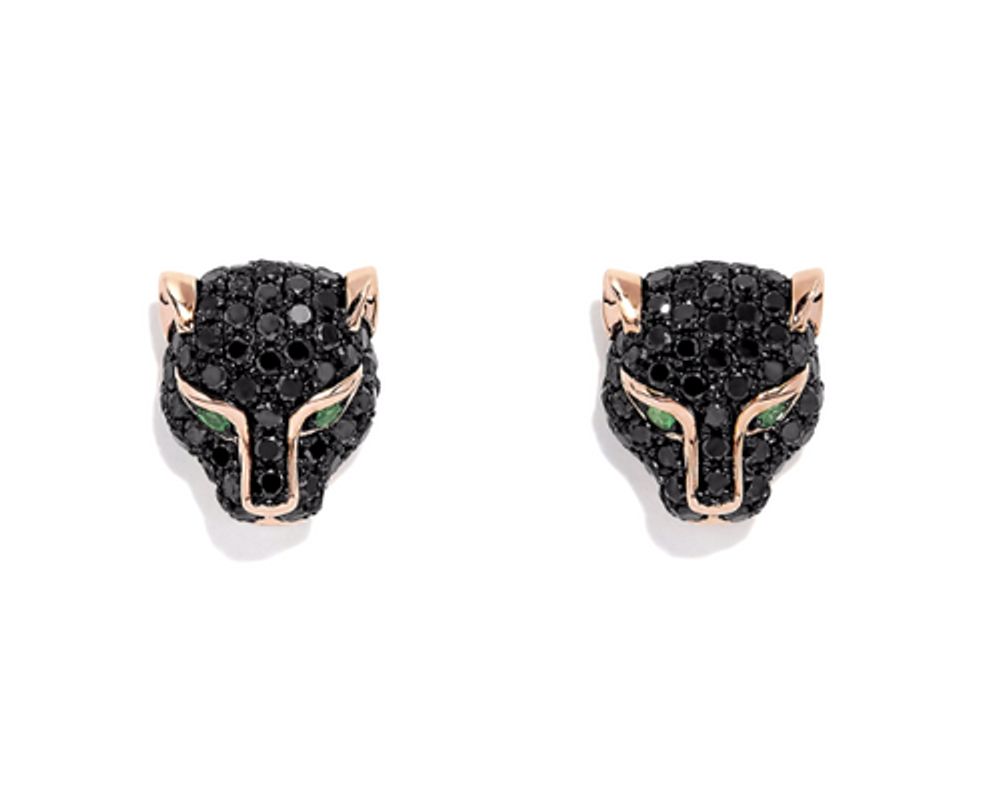 Black Diamond Panther Earrings