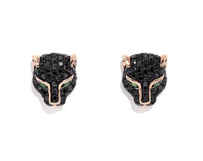 Black Diamond Panther Earrings