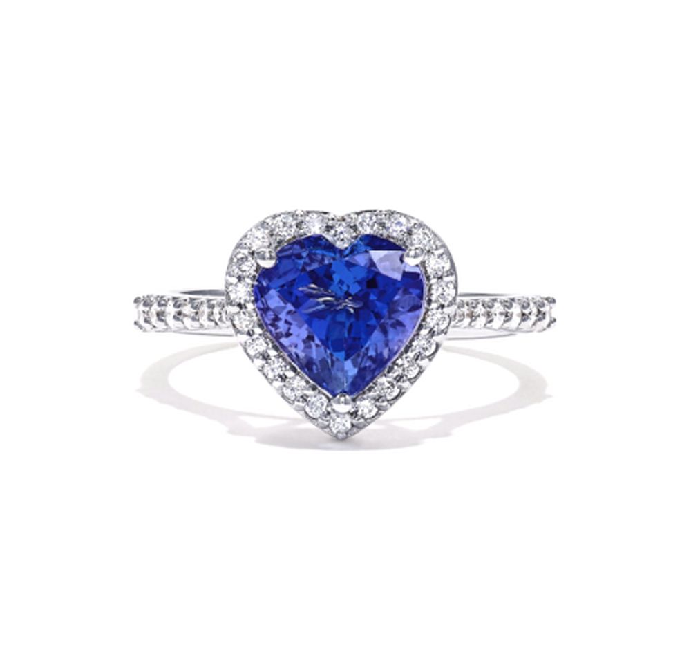 Heart Tanzanite Diamond Ring