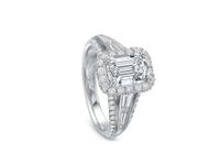 Emerald Halo Baguette Engagement Ring