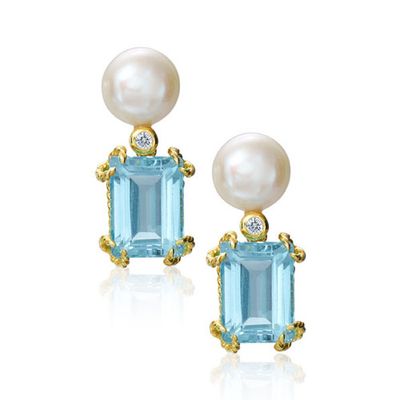 Pearl Aquamarine Earrings