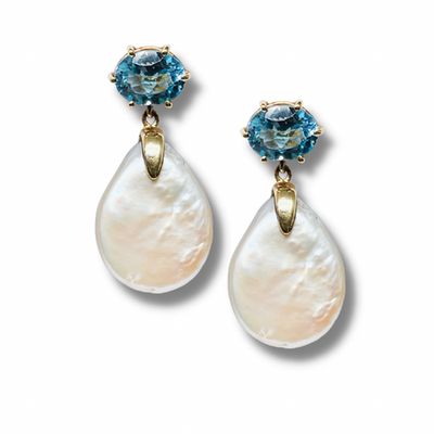 Pearl Blue Topaz Earrings 