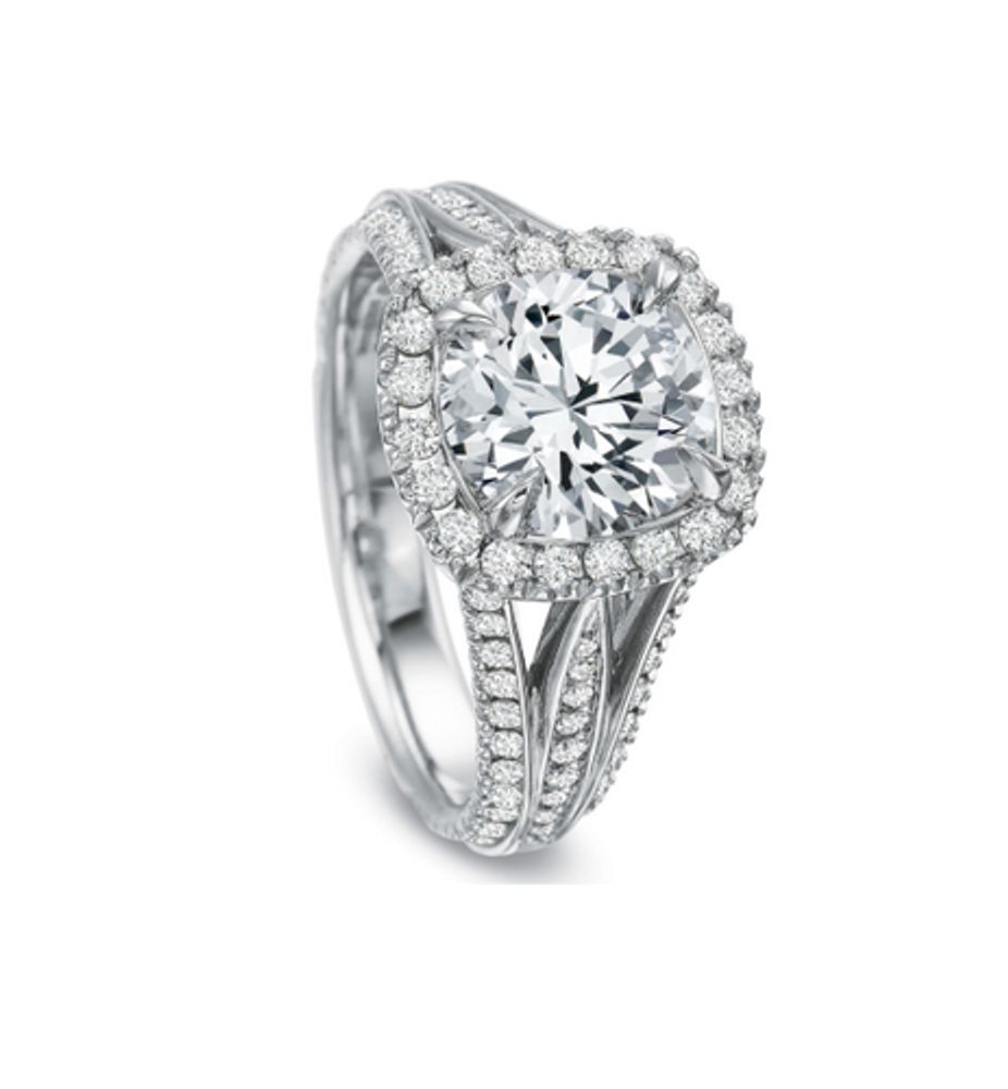 Tri Band Diamond Halo Engagement Ring Setting