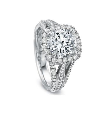 Tri Band Diamond Halo Engagement Ring Setting
