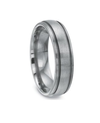 Men’s 6MM Wedding Band with Black Rhodium Grooves