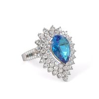 Pear Blue Topaz Diamond Ring