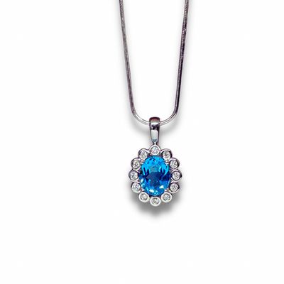 Blue topaz diamond pendant 