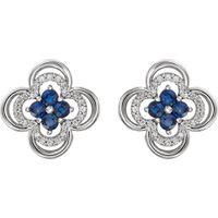 Blue Sapphire Clover Earrings