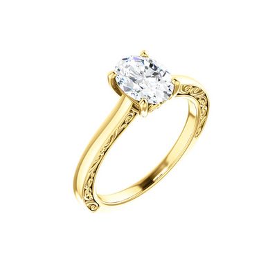 Oval solitaire vintage ring setting