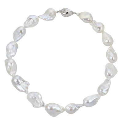 Sterling Baroque Pearl Necklace