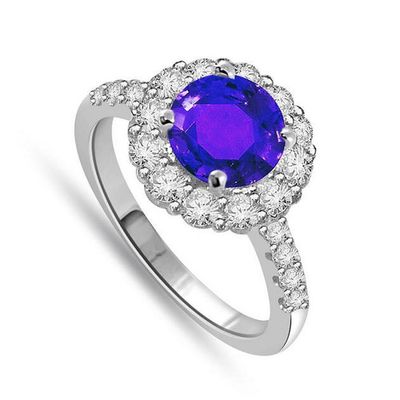 Halo Sea Sapphire Ring