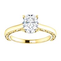 Oval solitaire vintage ring setting