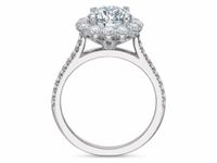 Cushion halo round diamond engagement ring setting