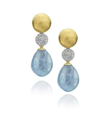 Aquamarine drop diamond earrings
