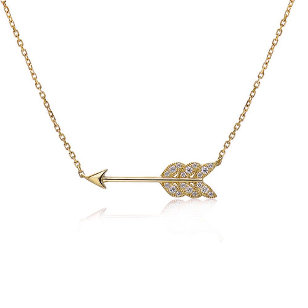 Diamond Feather Arrow Necklace