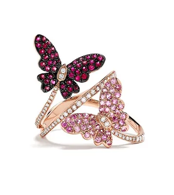Sapphire Diamond Butterfly Ring