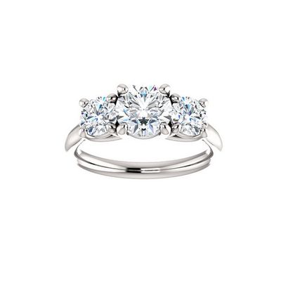 Round Diamond Three Stone Engagement Ring Setting