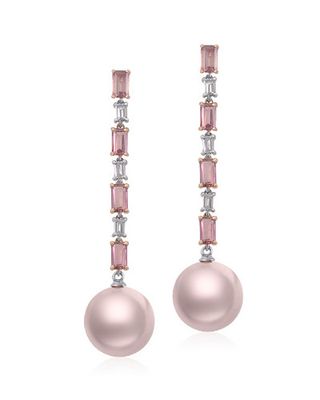 Pink Tourmaline Pearl Earrings