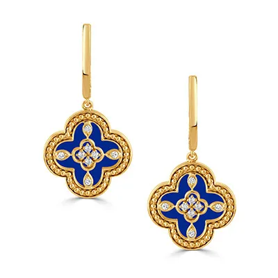Byzantine Lapis & Diamond Earrings