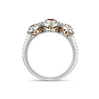 Ruby Diamond Bezel Three Stone Ring