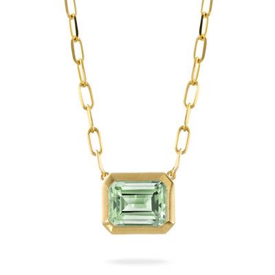 Green Amethyst Gold Necklace