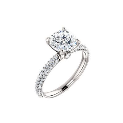 Round Pave Diamond Engagement Ring Setting