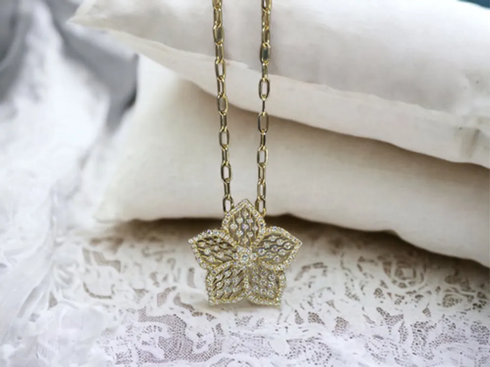 Diamond Flower Necklace 