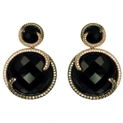 Black Onyx Diamond Earrings