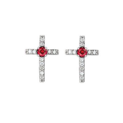 Ruby Diamond Cross Earrings