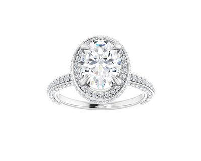 Oval Double Edge Halo Engagement Ring