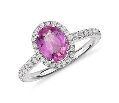 Oval Pink Sapphire Halo Ring